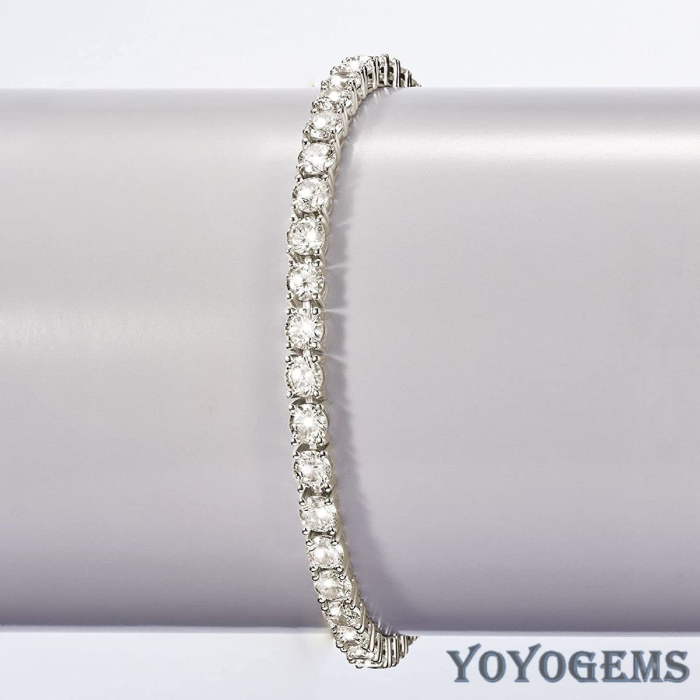 Solid 14K White Gold 7 ‘Inch Long Tennis Wedding Bracelet 6 CT Round Cut For Her