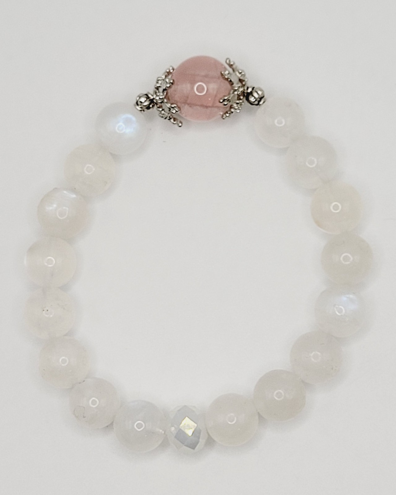 Moonstone and Rose Quartz Gemstone Bracelet. Brand New. Size is 7.5 inches.