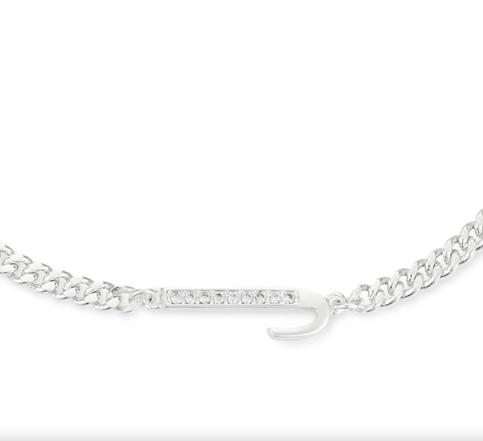 UNWRITTEN FINE SILVER PLATED INITIAL J CUBIC ZIRCONIA LINK CHAIN BRACELET 7″ NEW