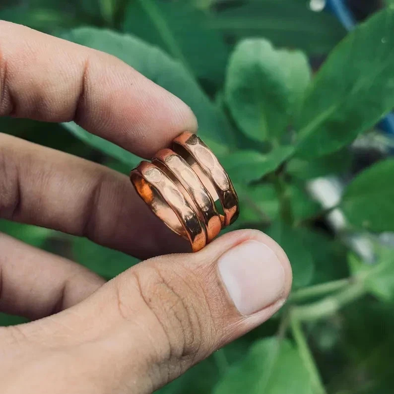 Solid Copper Adjustable Minimalist Healing Ring, Handmade, Unisex, Coil Ring