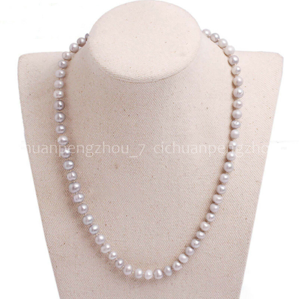 Natural Black/Pink/Purple/Silver/White Freshwater Pearl Necklace 18”