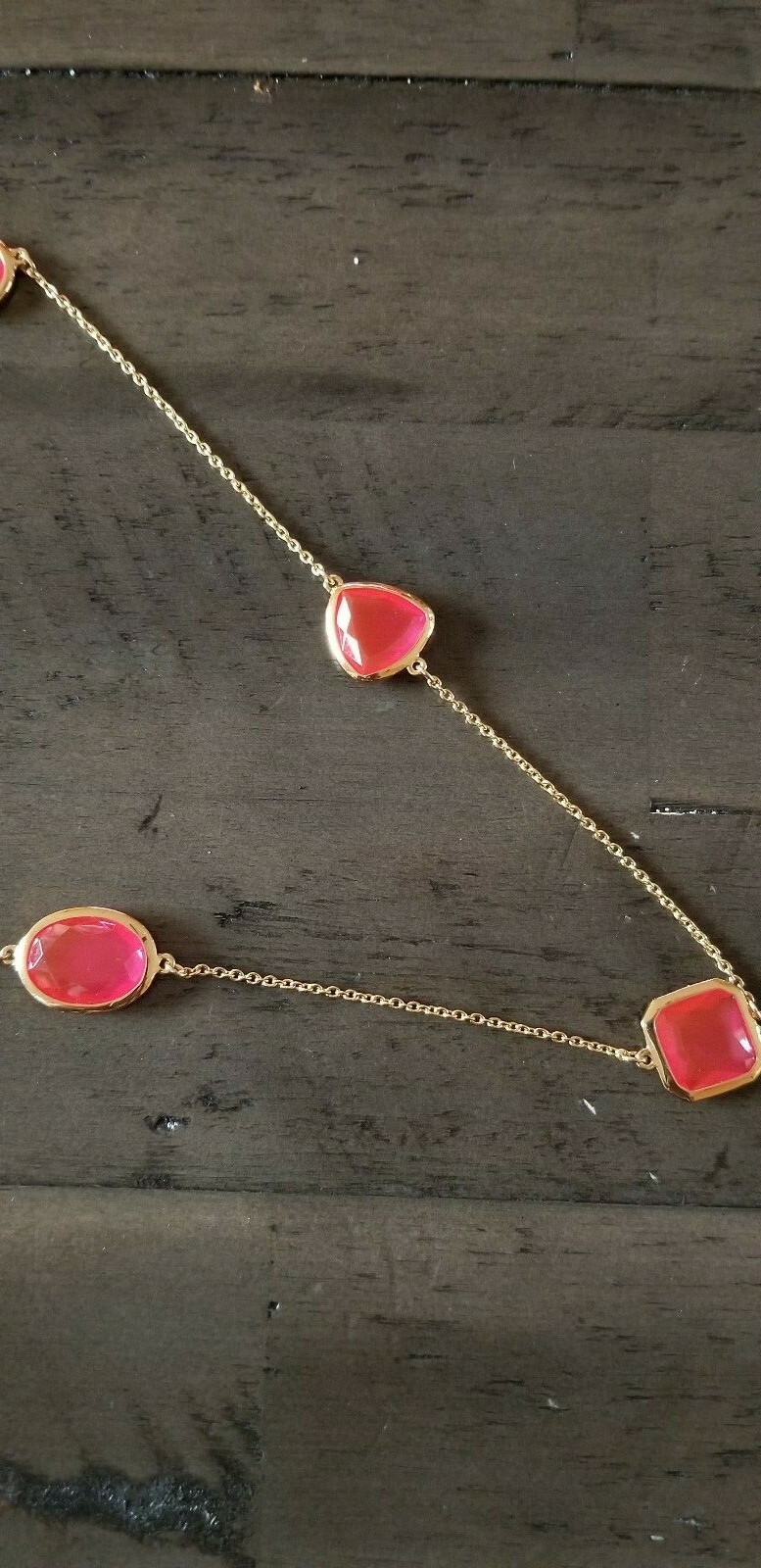 NEW Kate Spade Vegas Jewels Scatter Necklace Cabaret Pink 12K Gold Plated