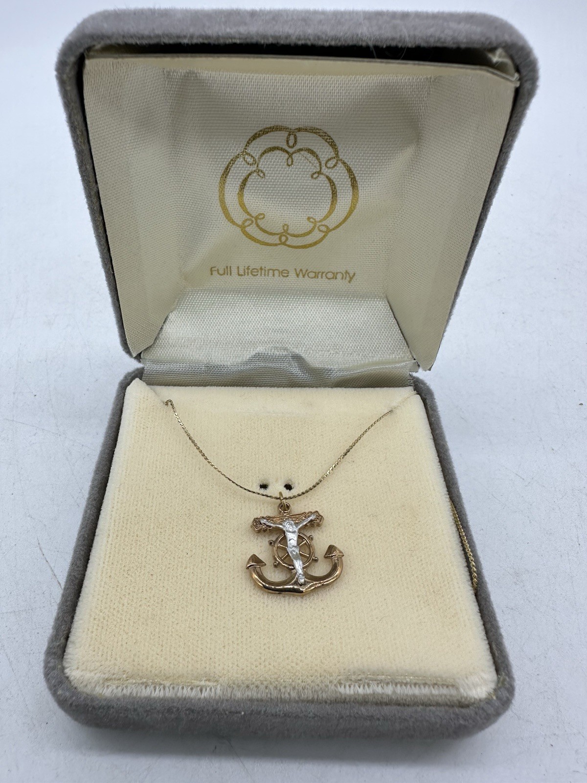 14k GF Gold filled Sailor Jesus Anchor Mariner Cross Pendant Jewelry Naval Navy
