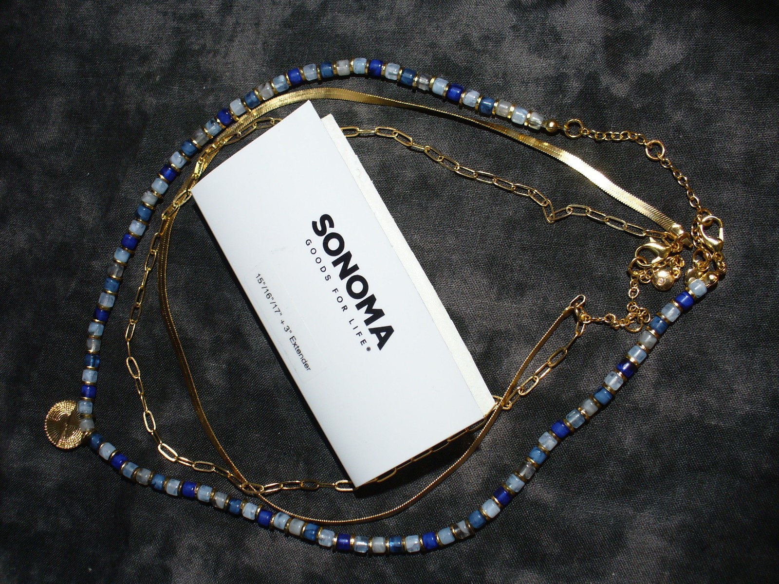 Three Layer Complex Gold Tone Chain Necklace