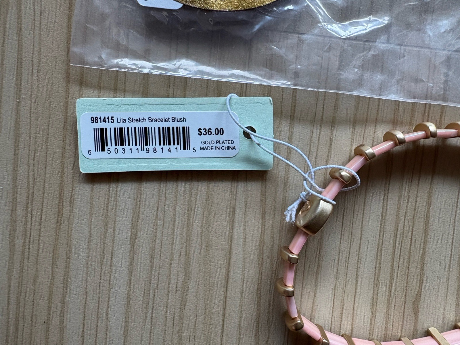 NWT Spartina 449 Blush/Gold Lila Stretch Bracelet in Original Packaging