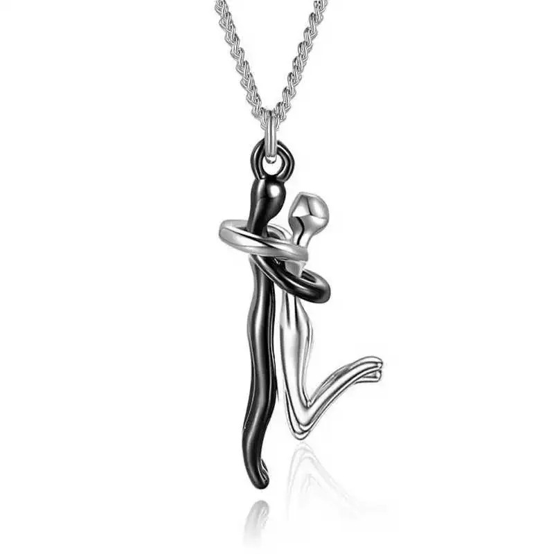 Mother Child Hugging Necklace Mother’s Day Gift for Mom Two Tone Pendant Gift