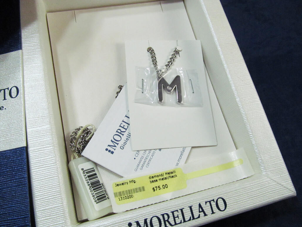 NEW Morellato Initial M Stainless Steel Necklace Diamond Chip Made in Italy
