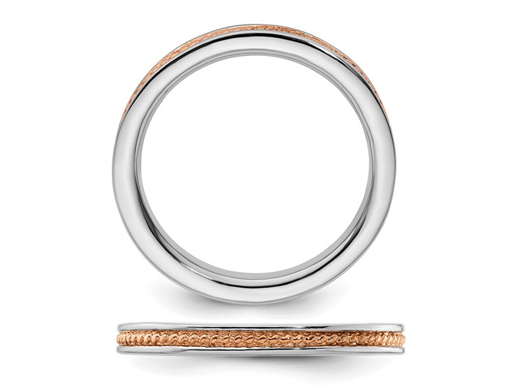 Sterling Silver Pink-plated Channeled Ring Band