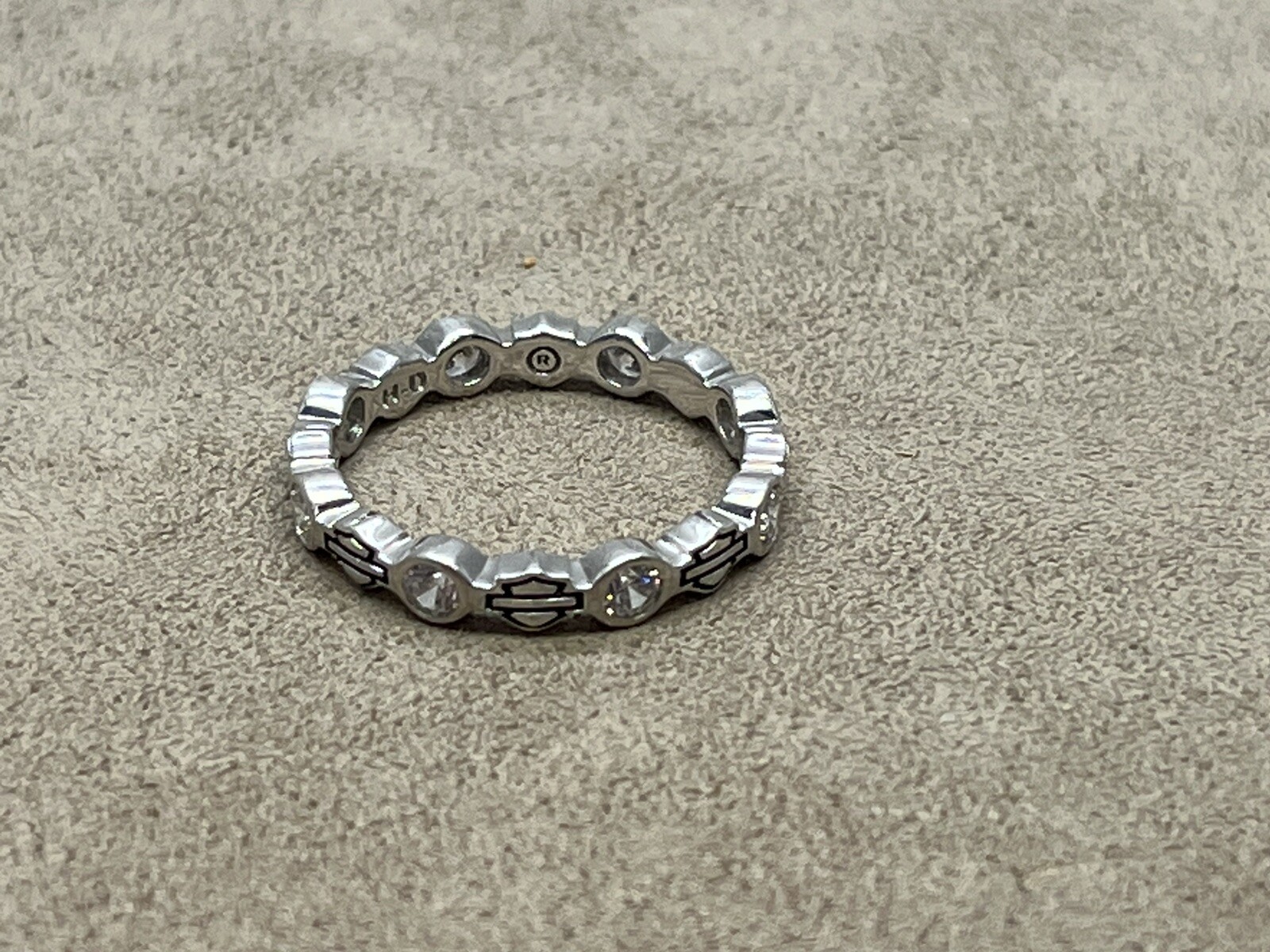 Vintage Harley Davidson Motorcycles HD MOD CZ Diamond Size 7 Ring, 2.55 Grams
