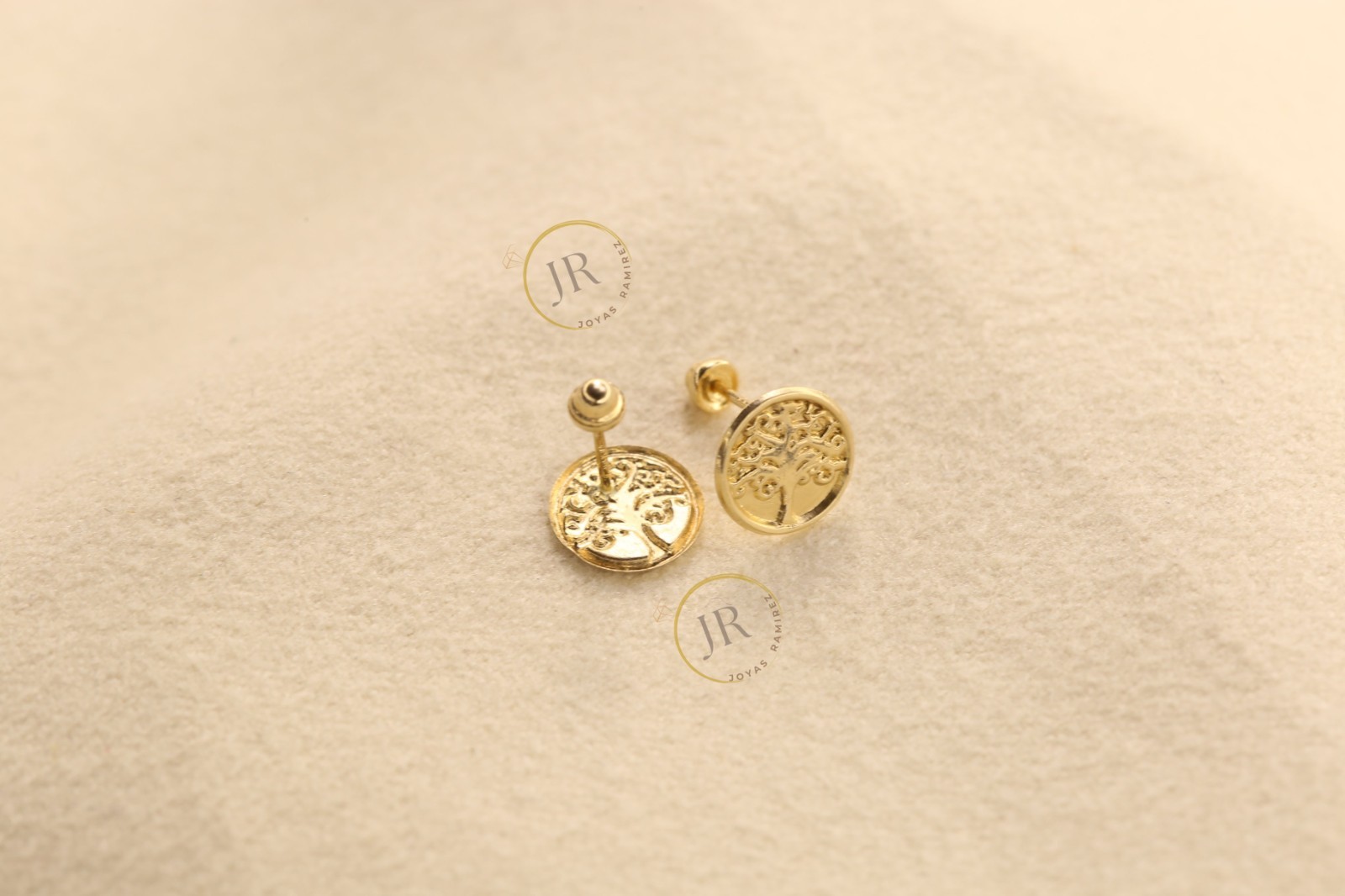 14K Yellow Gold Tree of Life Stud Earrings · Meaningful Gift for Mom.