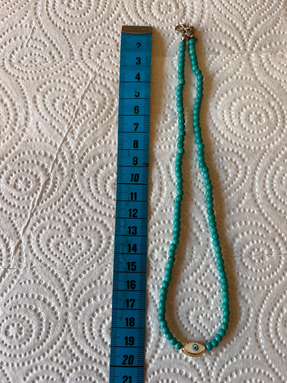 Blue Turquoise Beaded Evil Eye Necklace Handma Lucky Pendant
