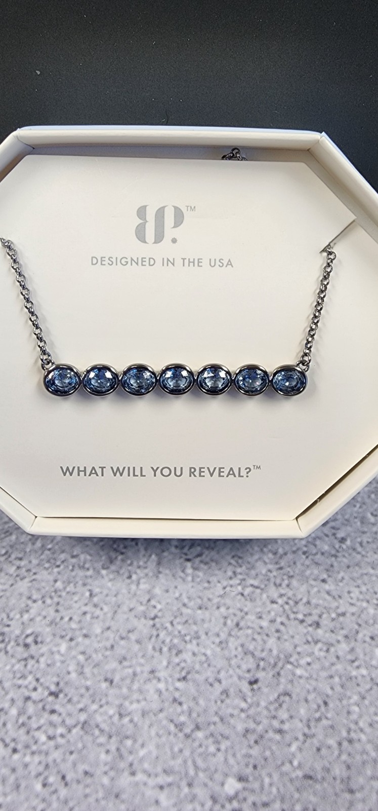 Bomb Party OG Necklace “The trace that sparked” Aqua CZ on Hematite Plating