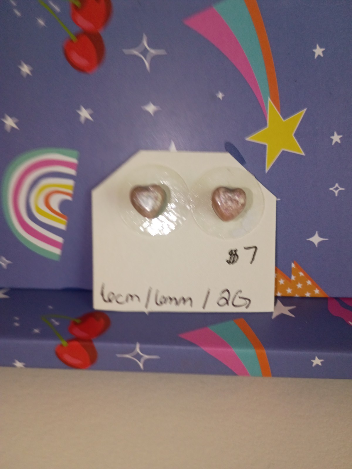 6mm Handmade Green & Pink Mica Heart Resin Ear Gauges | Pastel Heart Plugs