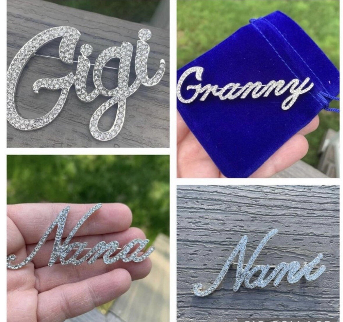 Print Font Clear realtor brooch rhinestone pin jewelry gift NEW 3”