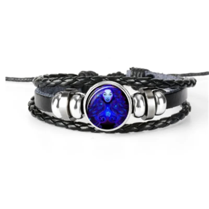 12 Zodiac Constellation Bracelet Luminous Braided Adjustable Men Women Kids