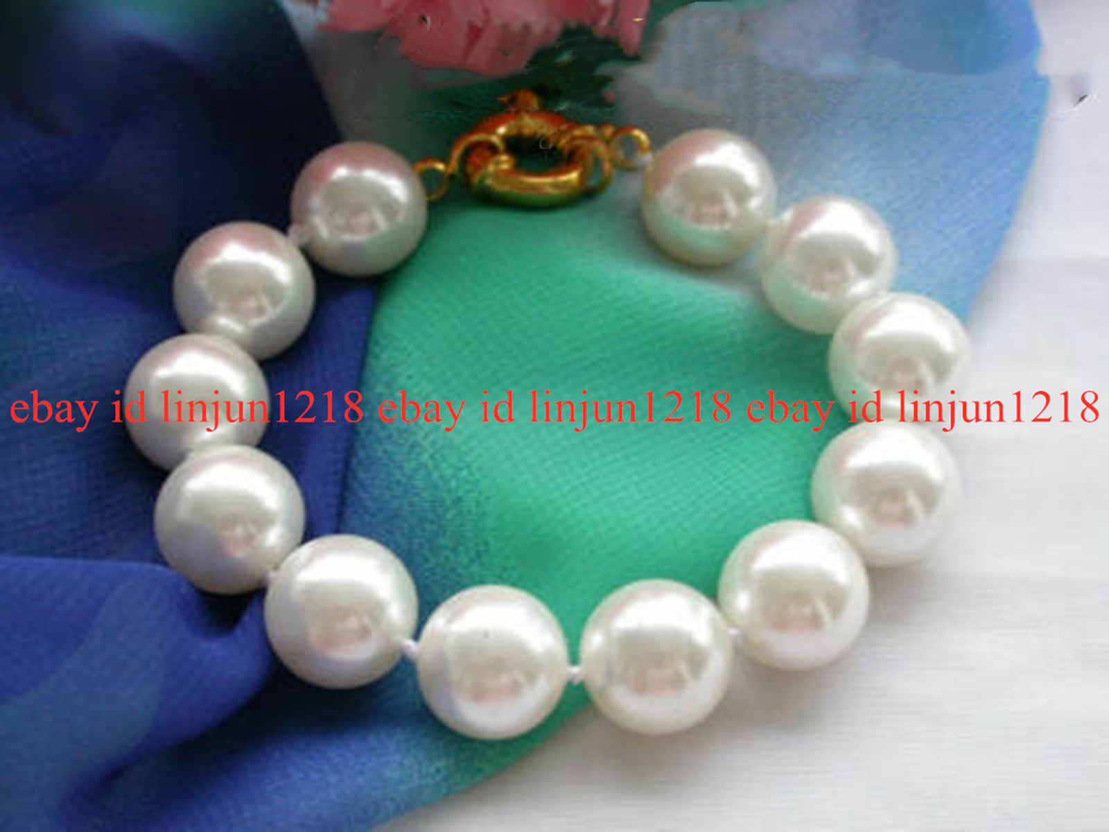 Fashion 14mm South Sea Round White Shell Pearl Bracelet 7.5″