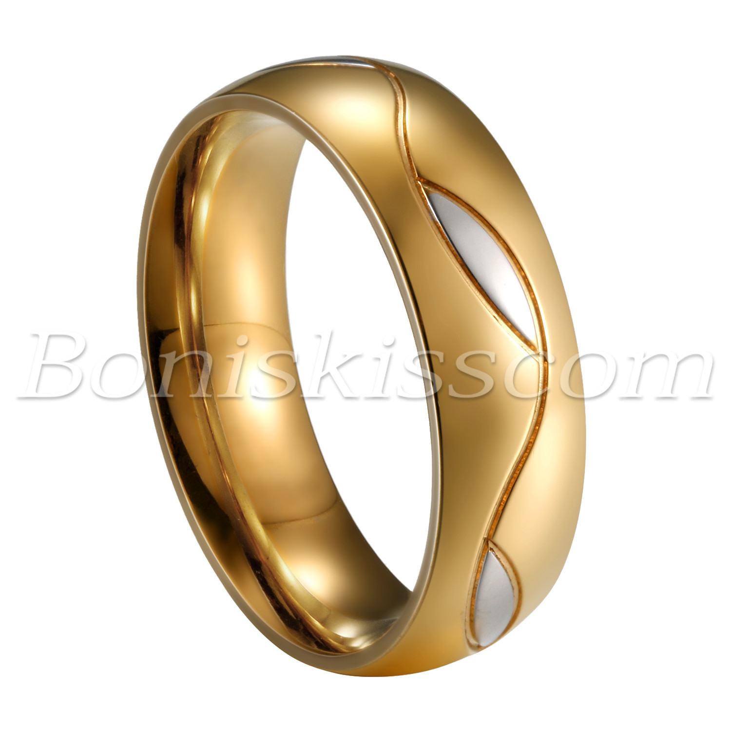 Couples Men’s Women’s Classic Gold Stainless Steel Ring Comfort Fit Wedding Band