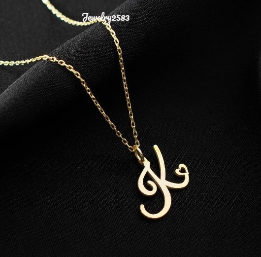 Birthday Gift 4 Women’s SOLID METAL Any Initial Letter Necklaces 925 Silver 18″