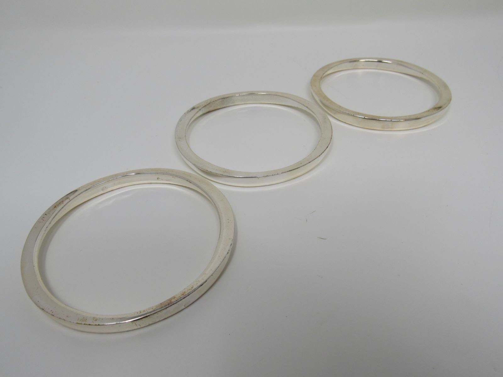 Designer Bangle Bracelet Set of 3 Silver Female Adult Size one size