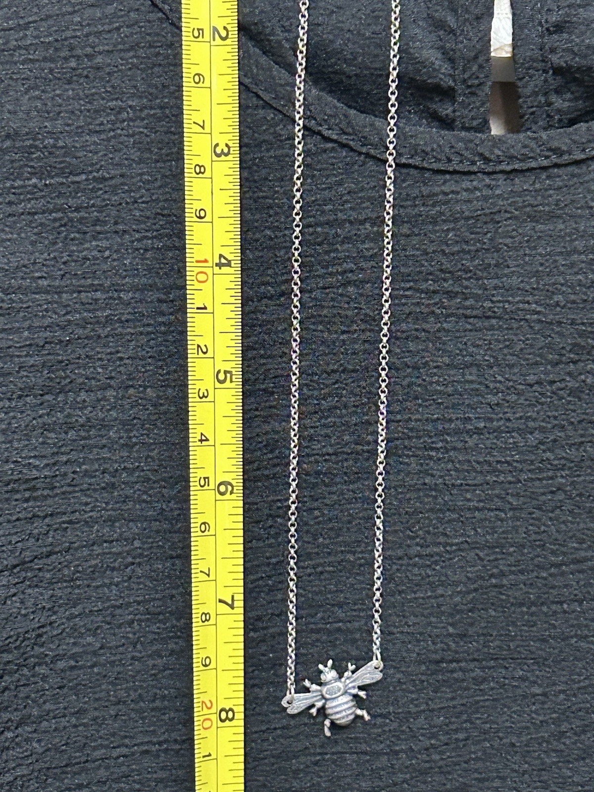 Larissa Loren Burnished Pewter Silver Tone Bee Necklace 17.5 Inch