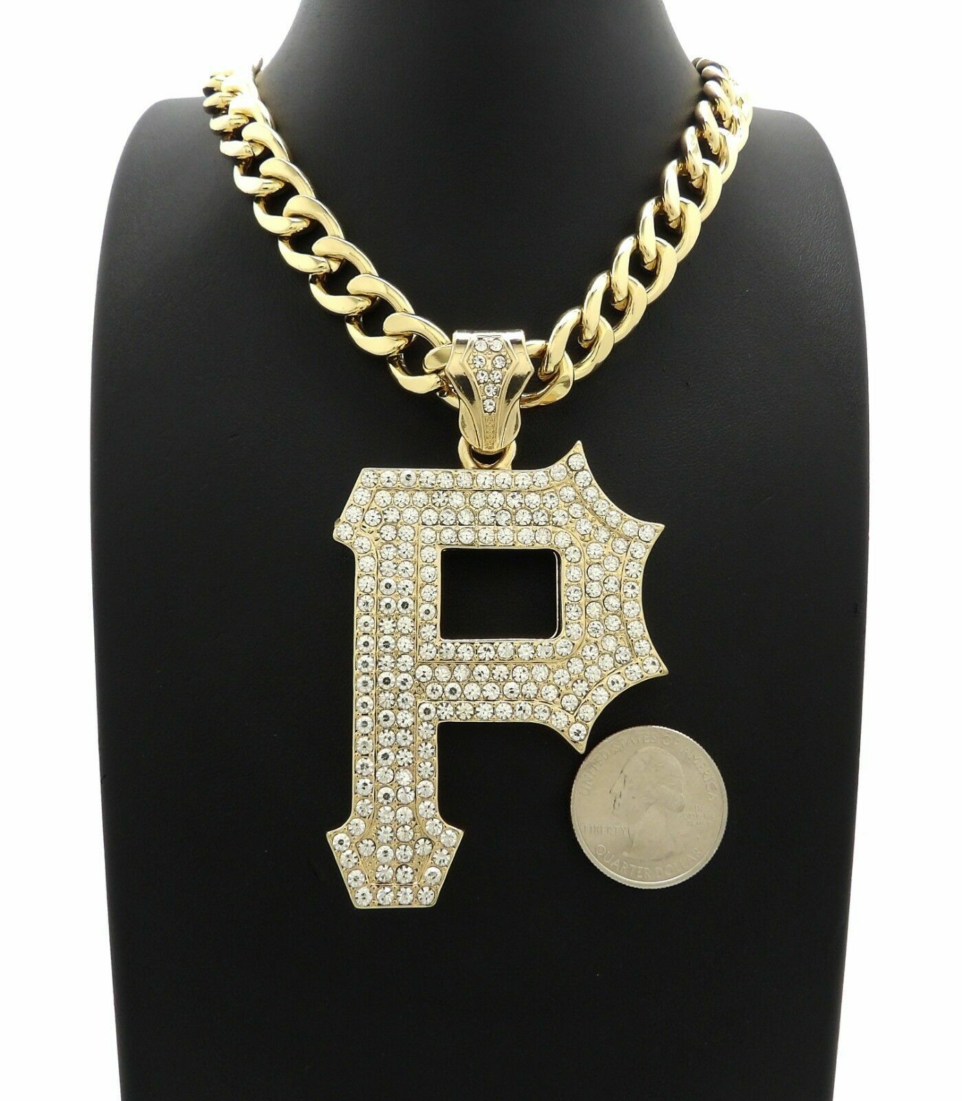 ICED HIP HOP PITTSBURGH P PENDANT & 11mm 20″ CUBAN CHOKER CHAIN FASHION NECKLACE