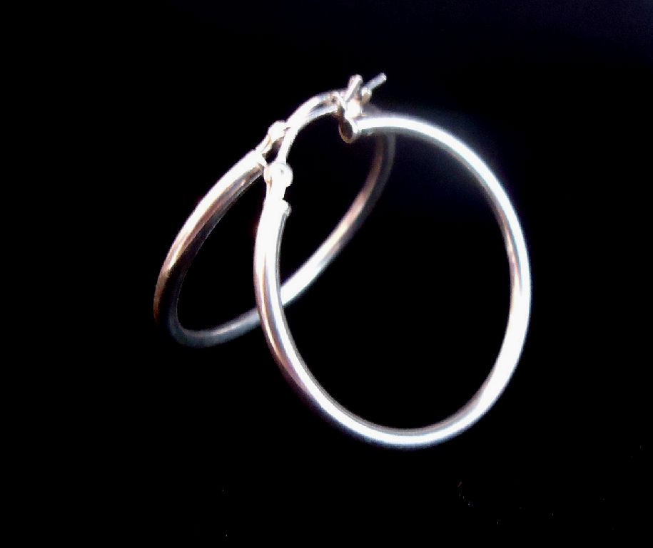 925 STERLING SILVER LADIES HOOP EARRINGS 35MM IN DIAMETER FINE QUALITY