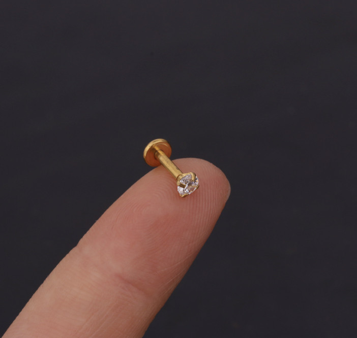 Internal Threaded Flat Labret Back Cartilage Helix Lobe Tragus Conch Earring UK