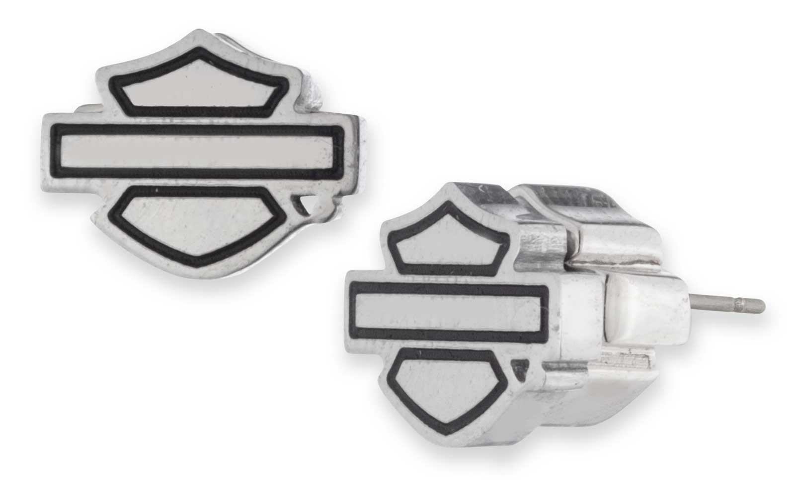 Harley-Davidson Women’s 8mm Bar & Shield Logo Stud Earrings, Stainless Steel