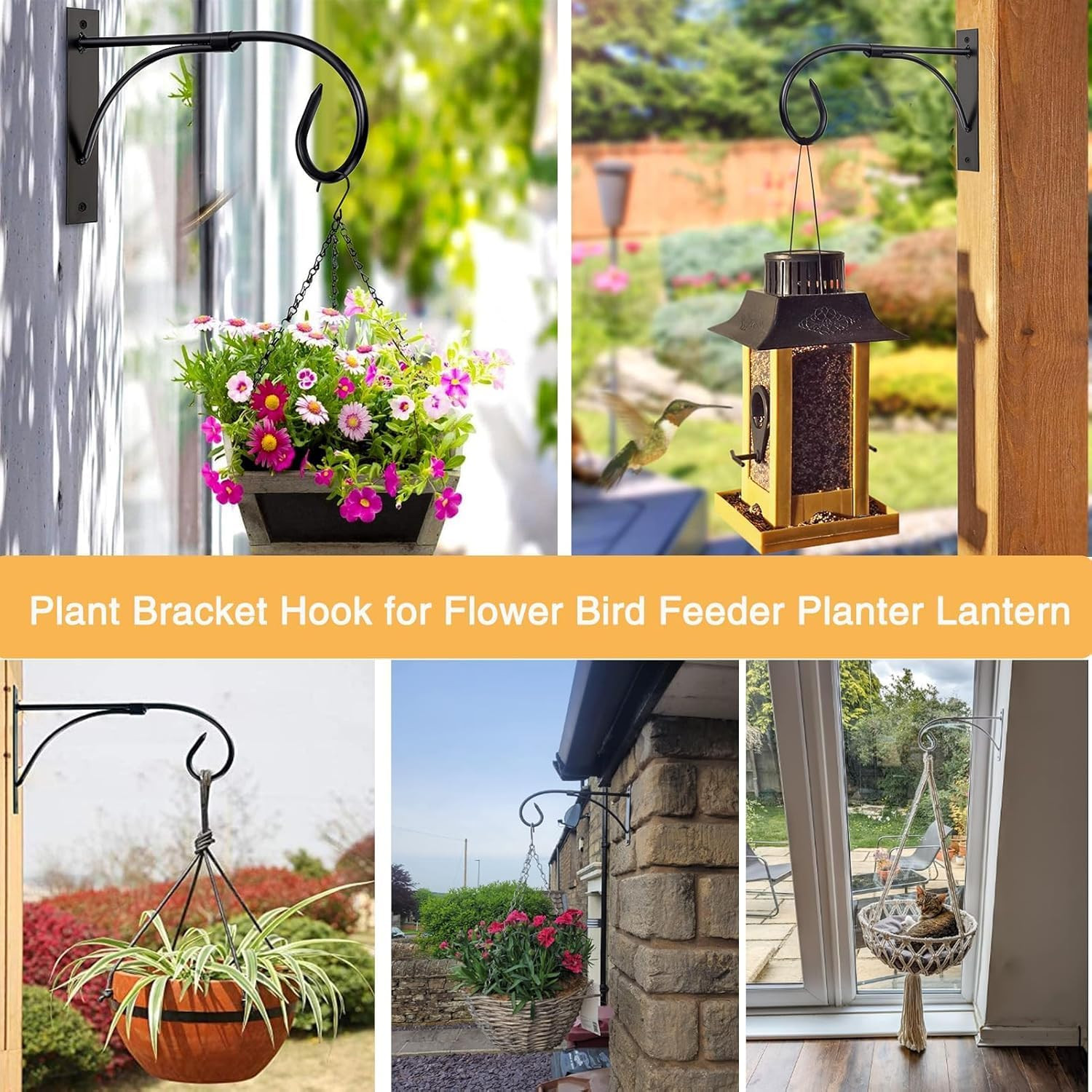 2 Pack Plant Hanging Bracket, 11 inch Wall Mount Plant Hanger Outdoor Indoor,…