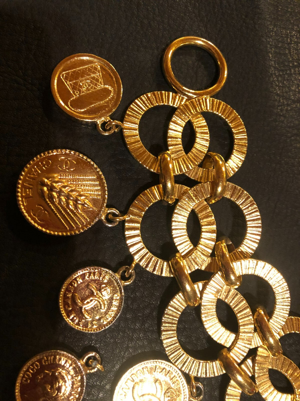 CHANEL Bracelet Bangle AUTH Coco CC Mark Vintage Rare Coin Medal Gold icon 25 FS