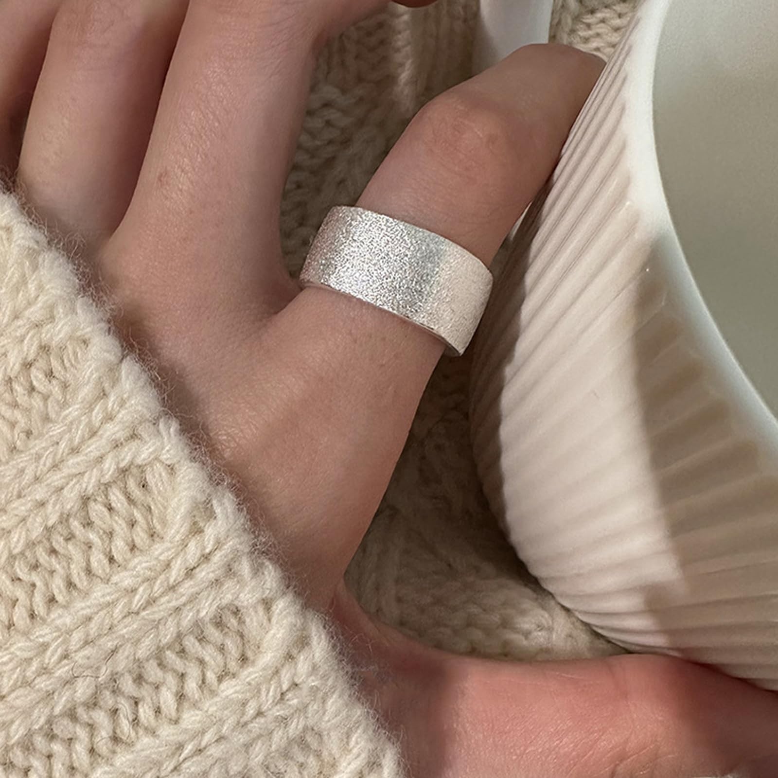 Adjustable 925 Sterling Silver Thumb Band Rings, High Polish Open Design for Wom