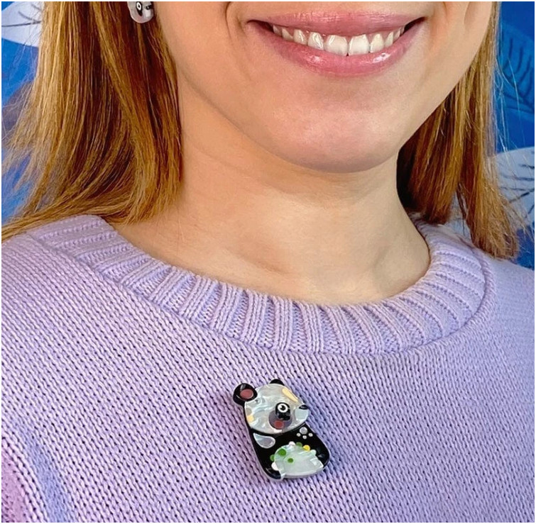 NEW Erstwilder Pete Cromer The Patient Panda Mini Brooch 2022 In Box Swing Tag