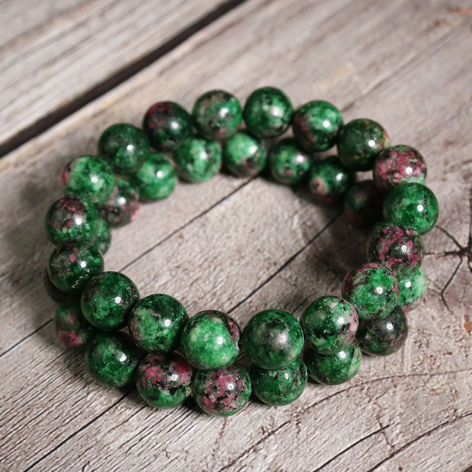 Natural Gemstone Ruby in Zoisite 8mm Beaded Healing Chakra Yoga Bracelet Gift