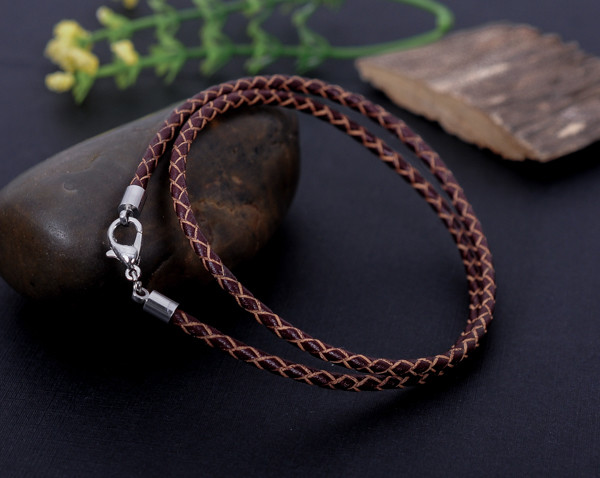 Silver 3mm Braided Genuine Leather Cord Necklace/Bracelet Steeling Lobster Clasp