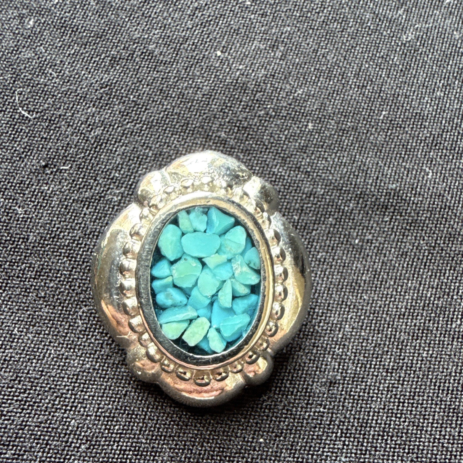 Vintage Trifari Signed Turquoise Oval Bezel Silver Tone Stud Earrings