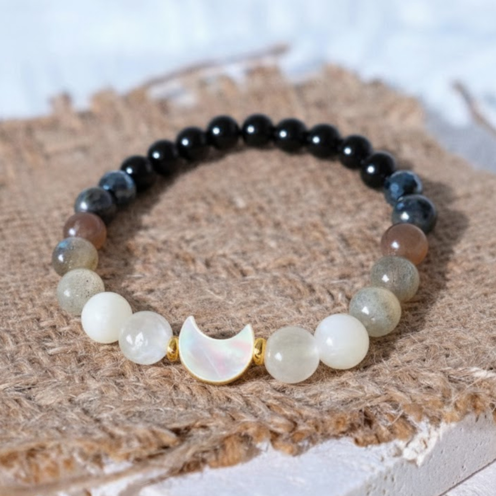 Moon Phase Moonstone Crystal Bracelet Lunar Energy Inner Peace Healing Jewelry