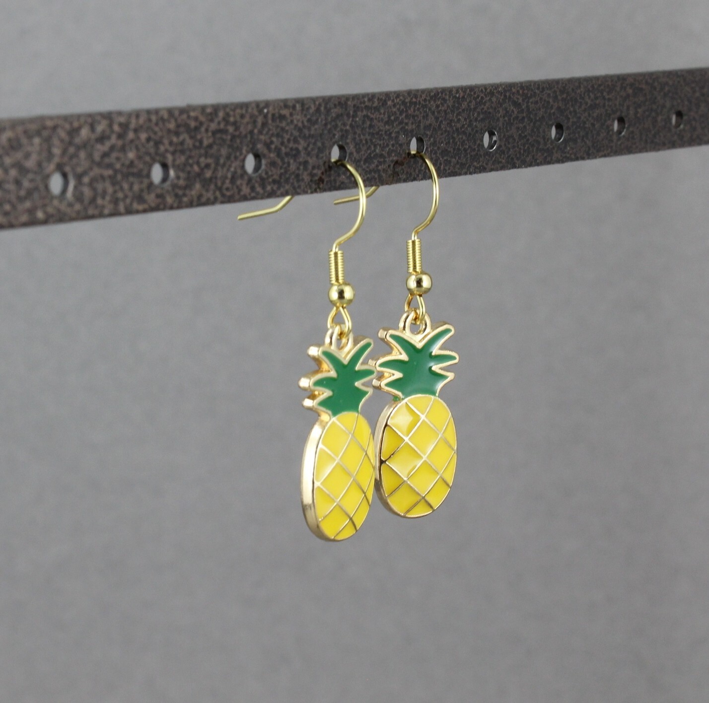 Pineapple earrings dangle lightweight earrings yellow green hawaiian fruit