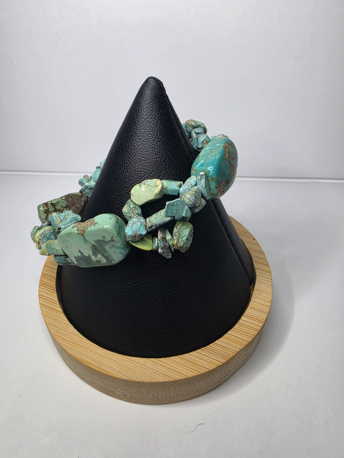 Turquoise Rough Cut Bracelet Stretchy Adjustable Band Vintage Southwestern