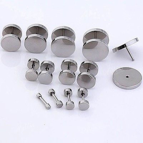 1Pair Stainless Steel Round Barbell Screw Back Men’s Earring Ear Studs 3-16mm US