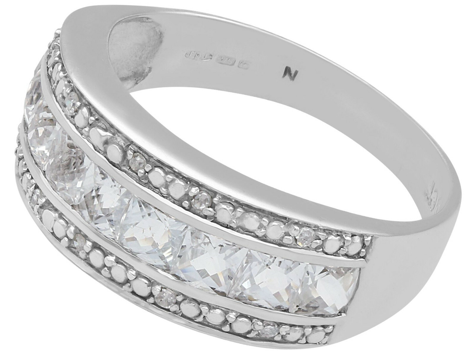 Contemporary, Diamond and 1.62 Ct Topaz 9k White Gold Ring – Size 6.5