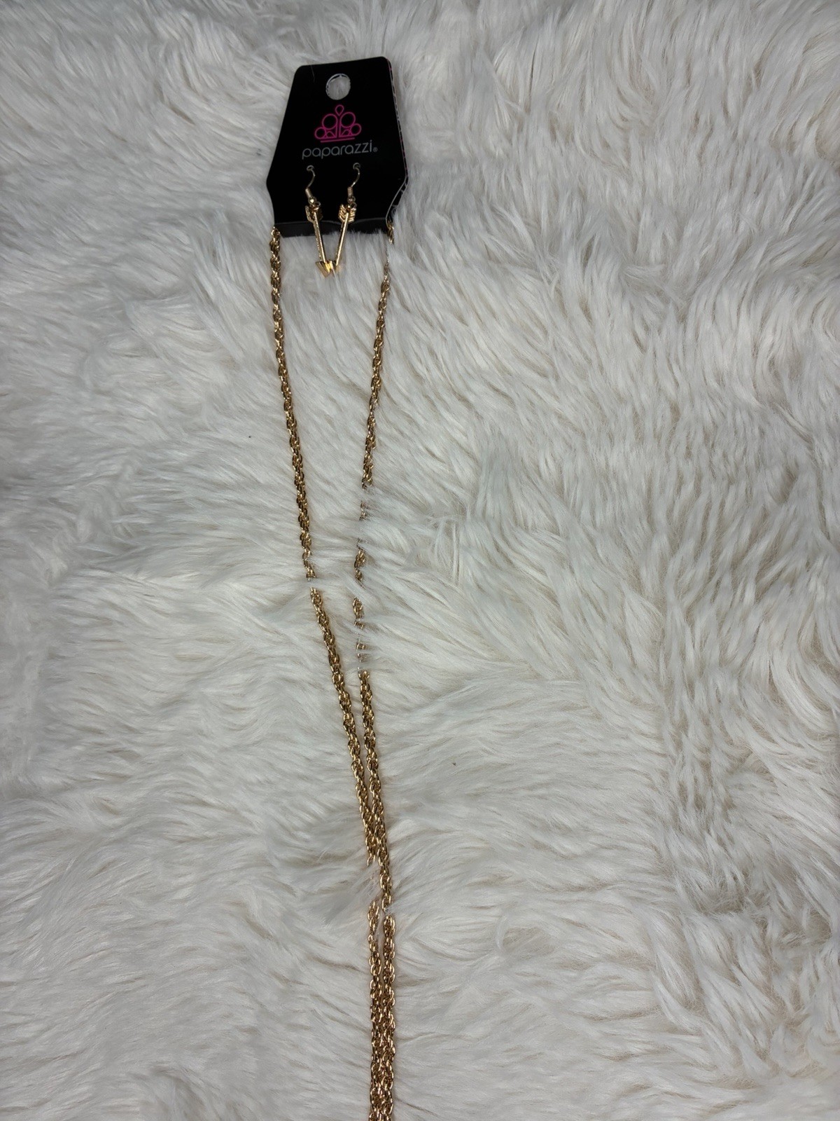 Paparazzi Gold Tone Clear Crystal Pavé Round Charm Lariat Y-Drop Necklace