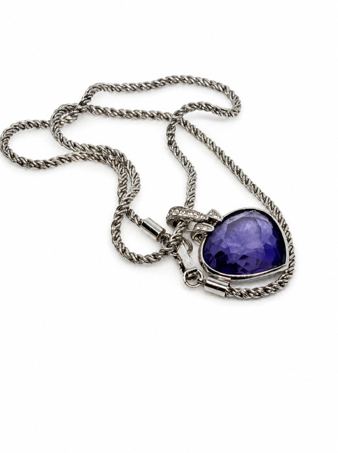 Swarovski Oceanic Heart Pendant Neclase Purple Blue Tanzanite Crystal Signed