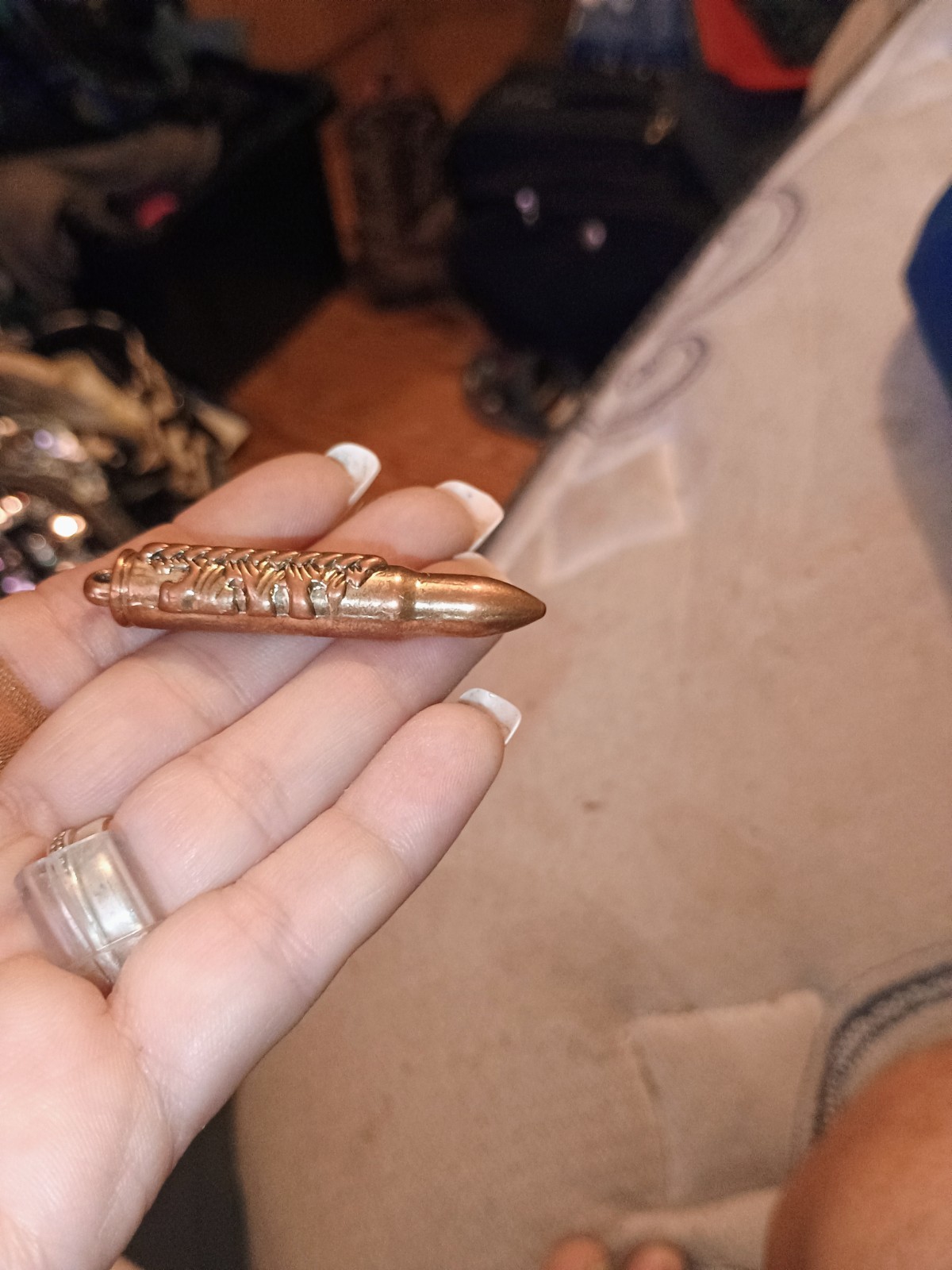 Gothic Dragon Bullet Pendant Necklace – Bronze Tone Pu