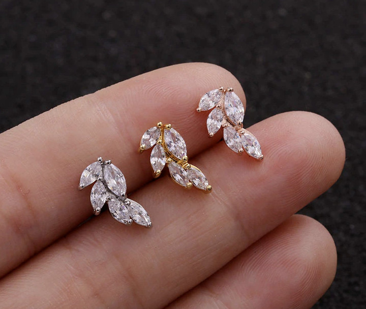 Beautiful Gold Silver Rose Cartilage Helix Conch Earrings Surgical steel Quality