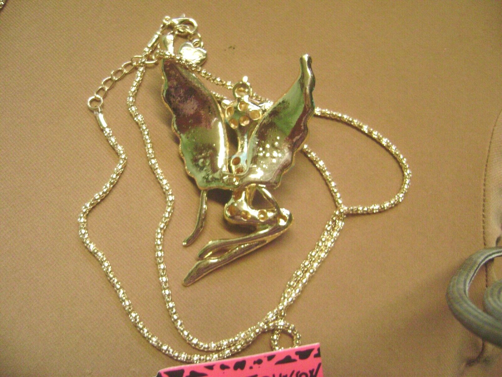 NWT- BETSEY JOHNSON RHINESTONE CARTOON “ELVEN” PENDANT NECKLACE- USA SELLER