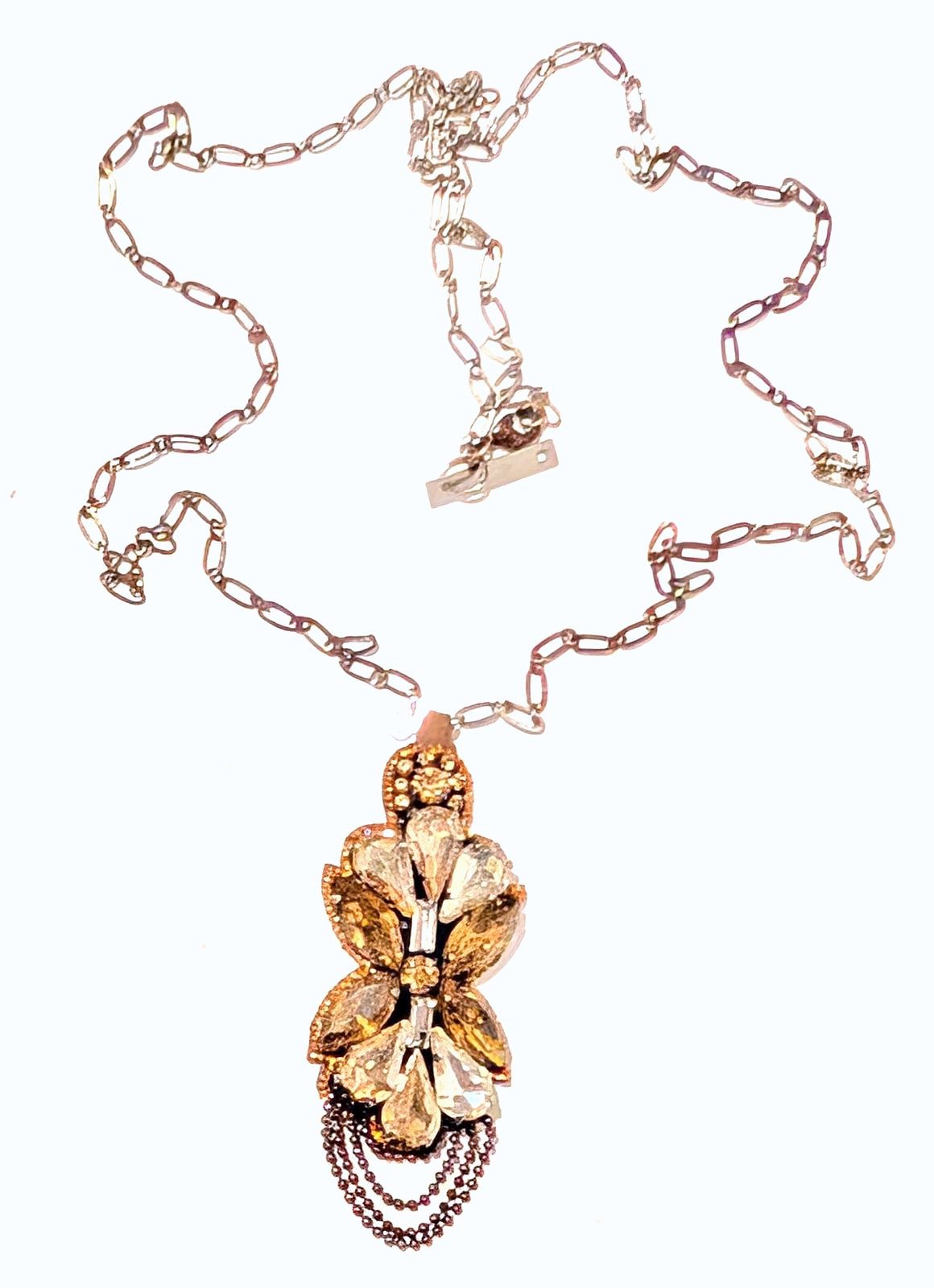RARE Beautiful Deepa Gurnani Fashion Necklace Crystal Pendant 31″