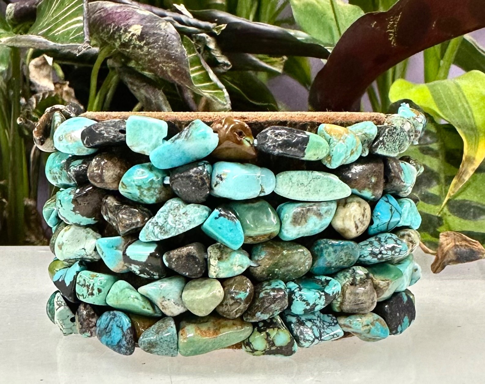 Wholesale 6 Pcs ~7mm Turquoise Natural Crystal Tumble Stretch Bracelet 7.5”