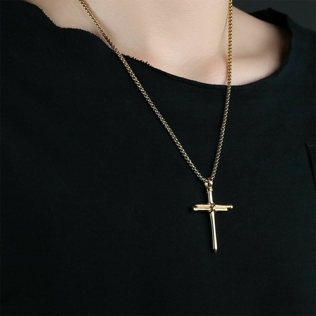 Titanium Steel Cross Pendant 3 Nails Christian Father Men’s Popular Jewelry Gift