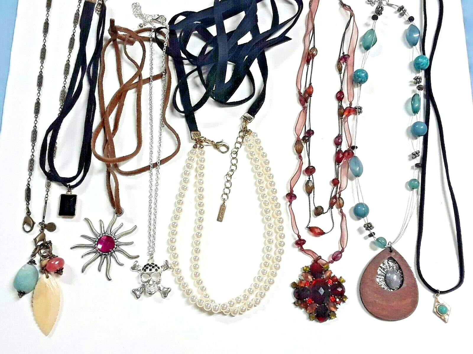 Necklaces with beads, pendants, stones. some vintage + current. You get all 8!