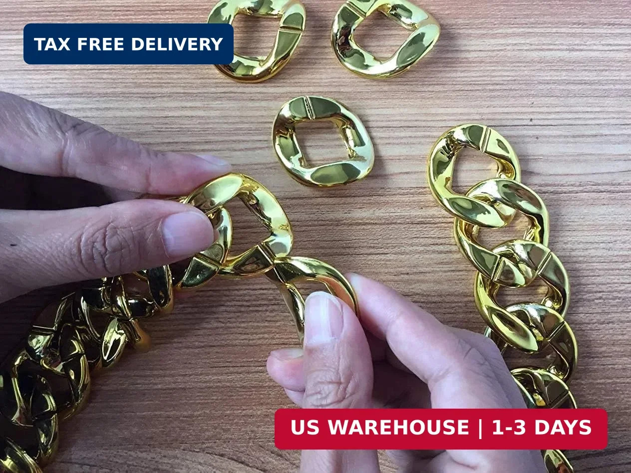 Hip Hop Rapper Plastic Chunky Fake Gold Chain Necklace,80s/90s Costume Prop